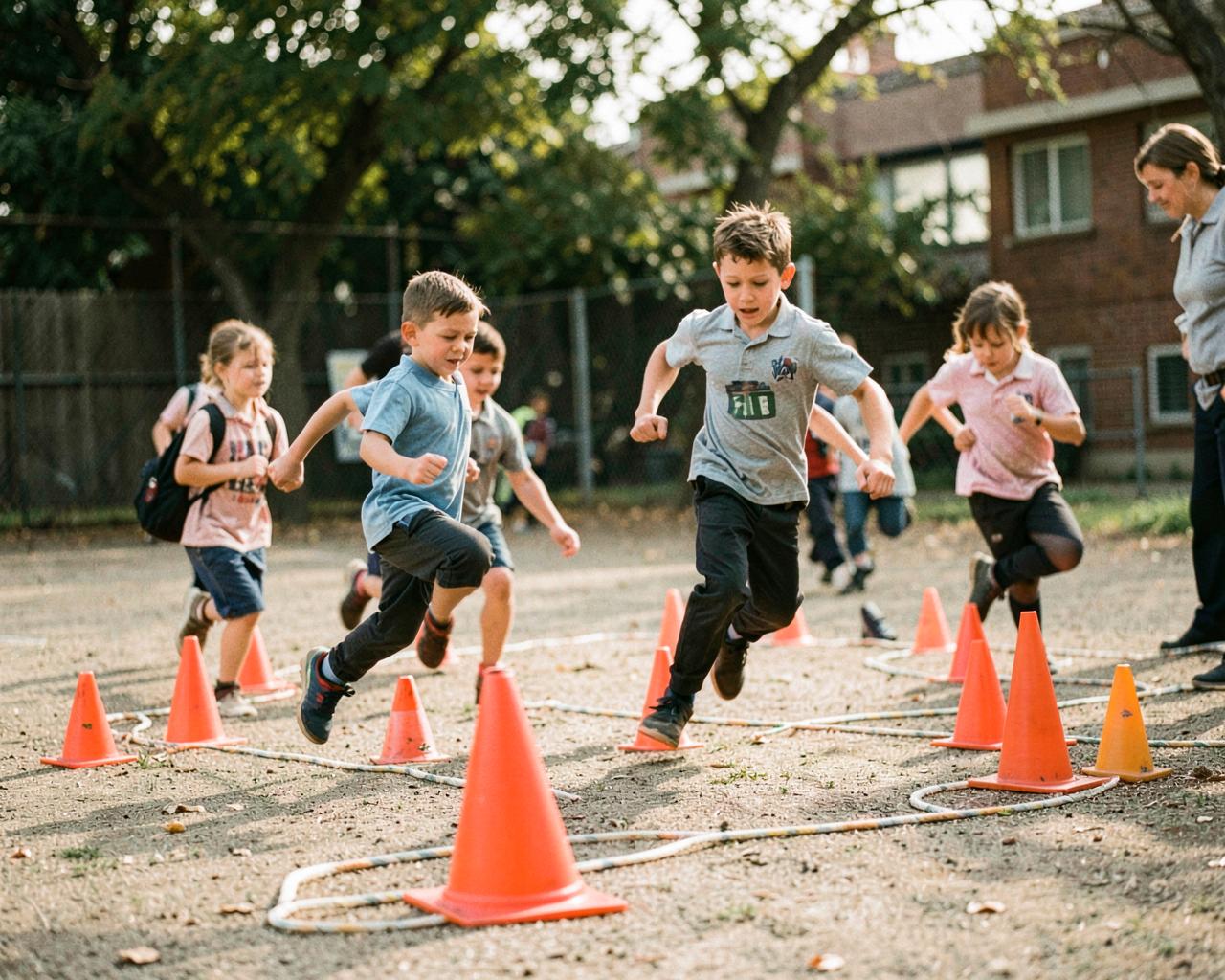 A child moving purposefully during a Spanish learning experience